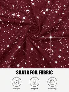 RNU Women's Sexy Glossy Burgundy Party/Date/Halloween/Christmas Dress, Nightclub Holiday Valentine's Day New Year Concert Outfit, Banquet Birthday Club Dress, Women's V-Neck Sleeveless Elegant Cute High Stretch Soft Comfortable Fitted Slit Dress - Burgundy - View 9