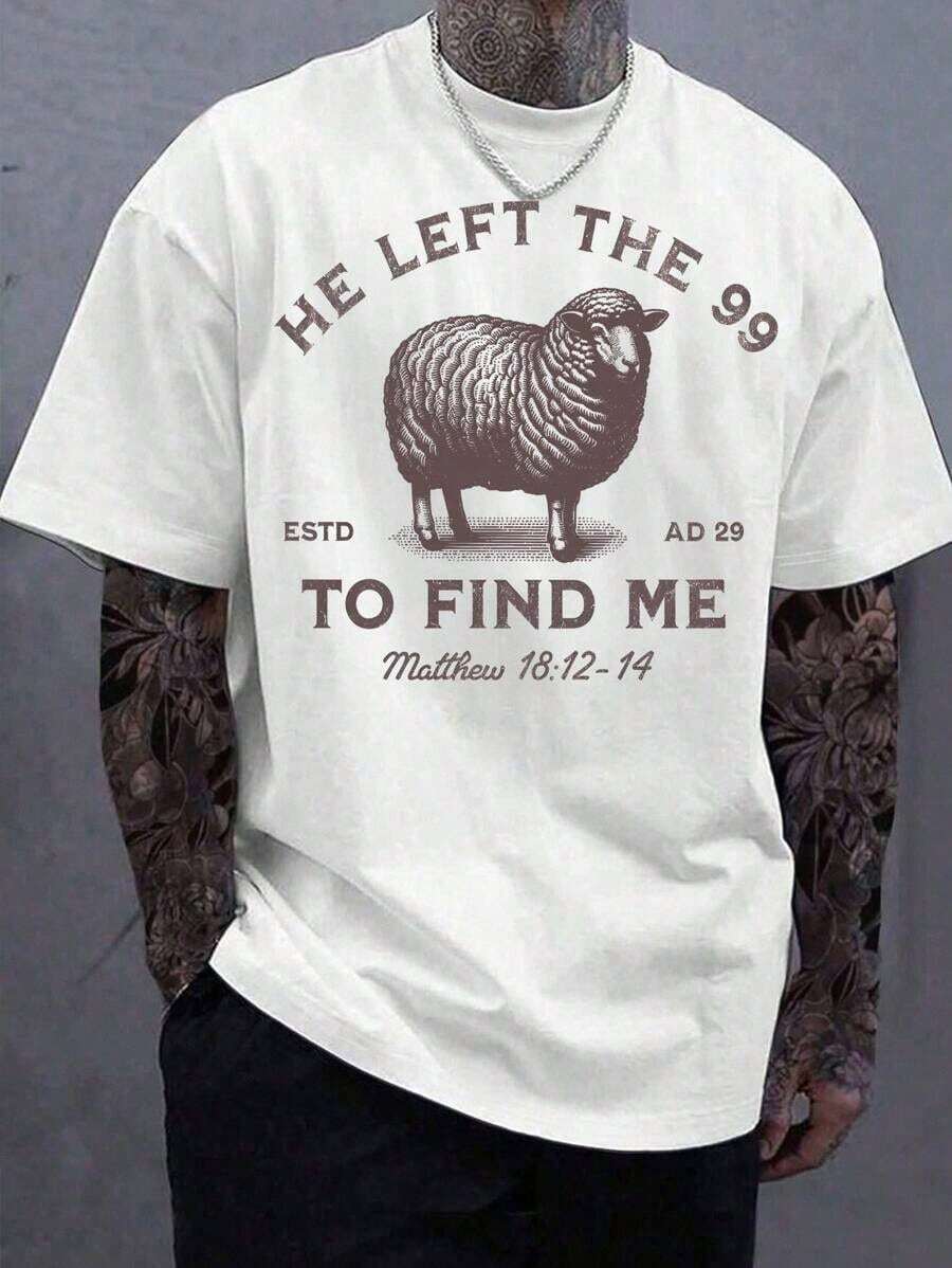 Camisetas Manfinity Dauomo 99 Jesús se fue, Camiseta del Señor es mi pastor, Camiseta cristiana, Él se fue 99 para salvarme, Camiseta para hombres - Blanco - Ver 1