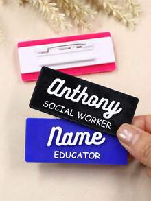 Custom Name Badge Brooch, Minimal Professional Style Name Pin For Office Work Uniform & Hospital Staff, Personalized Name Tag Brooch Gift For Nurse Appreciation Or Birthday, Stylish Clothing Badge Accessory For Daily Wear, Customized Name Pin Keepsake, Customizable Name Badge Gift - Style B - View 4
