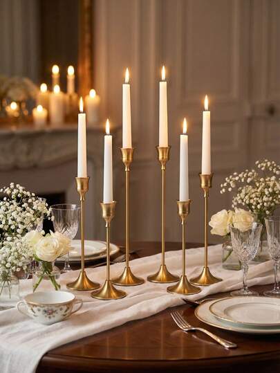 12 Pcs/6 Pcs/3 Pcs/1 Pc Antique Bronze Metal Candle Holder, Luxury European-Style Goblet Candle Holder, Suitable For Weddings/Parties/Dining Tables/Banquets/Ceremonies/Birthday Parties/Living Rooms/Tabletop Decorations/Family Gatherings, Home Decor, Decorative Ornaments, Birthday Decorations