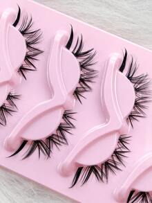 5 Pairs Full Strip Lashes Cat Eye Natural Look Tail Elongated Eyelashes Fox Eye Eyelashes Strip Lashes , Lashes, Eyelashes, Fake Lashes - Black - View 4