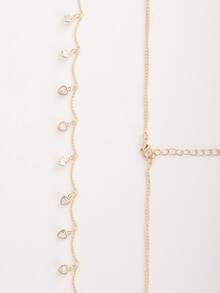 1条时尚性感可爱锆石心形金色腰链，适合女性海滩度假、海滩约会、派对、夏季旅行、礼物 - 金色 - 查看 5