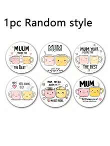 6 piezas Posavasos redondos de madera, diseño del Día de la Madre "Mamá, eres la mejor" con taza de café sonriente y patrón de corazón, 10 cm de diámetro, resistente al calor, regalo perfecto del Día de la Madre para mamá - Multicolor - Ver 9