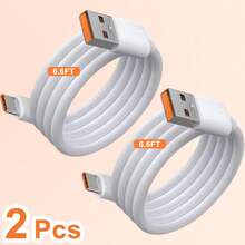 6A USB A 转 Type C 充电线 3.3 英尺/6.6 英尺 1-2 条装 USB C 数据线 兼容 Galaxy S25S24S23S22S21S20S10E Note2010 等智能手机 USB-C 充电数据线 手机 Type C 充电线 - 白色 - 查看 11