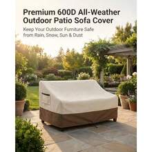 Funda de sofá para exteriores impermeable para muebles de patio 78.7 pulgadas de ancho x 38.2 pulgadas de profundidad x 35 pulgadas de alto tela Oxford 600D de alta resistencia color blanco y - Beige y Coffea - Ver 3