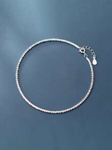 S925 Sterling Silver Chrysanthemum Chain Starry Anklet Bracelet Necklace Set, Romantic Luxury Sparkling Creative Jewelry, Fashionable Elegant Foot Ornament For Party, Gift, Daily Wear - Multicolor - View 8