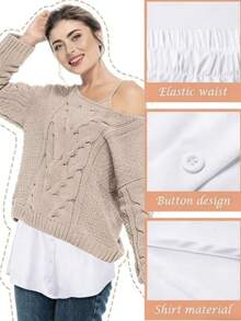 1件装弹性腰围延长器，女士衬衫延长器，可调节多层假裙摆延长器 - 白色 - 查看 2