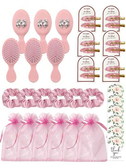 Regalos de boda para la fiesta nupcial, espejo plegable mini rosa de San Valentín, coletero con lazo, bolsa con cordón y tarjeta de agradecimiento, regalos para fiestas de cumpleaños, regalos creativos de vuelta a la escuela, adecuados para familia, amigos, novia, mamá, uso diario