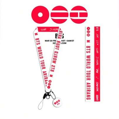 BT/S ARIRANG 高清印花手机挂绳，专为 BT/V 粉丝设计，可调节颈带，可作手机壳钥匙扣，生日礼物佳品。采用 ARIRANG 专辑主题和 BT/V 官方艺术图案高清印花，优质高密度尼龙织带，舒适可调节长度，可挂于颈部、肩部或背包。加固金属扣和防滑硅胶垫，适配大多数手机壳，防丢时尚，日常使用和送礼皆宜。