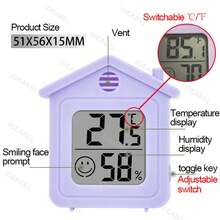 WULU Digital LCD Thermometer, Hygrometer, Indoor Ambient Temperature, Humidity Meter, Sensor, Weather Station - Type 7 - View 1