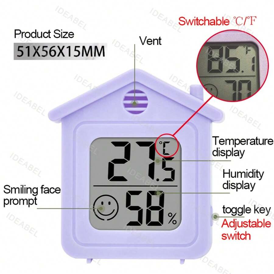 WULU Digital LCD Thermometer, Hygrometer, Indoor Ambient Temperature, Humidity Meter, Sensor, Weather Station - Type 7 - View 1