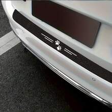 4 Pcs Car Sill Protection Strips | Anti-Slip Striped Design, Cute Cat Paw Print, Self-Adhesive Anti-Scratch Edge Protection, Universal Type Suitable For All Car Models, Easy To Install, Humorous Design - A - View 2