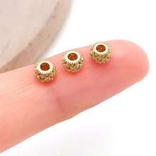 3颗18K镀金隔珠柱形散珠，镶嵌立方氧化锆，黄铜材质，适用于手链、耳环、项链等DIY手工饰品制作。 - 彩色 - 查看 5