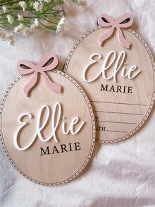 Personalized Birth Announcement Plaque, Matching Name Plate, Wooden Name Reveal Plaque, Customized Name Plate, Hospital Use Plaque, Name Plate, Bow Announcement, Bow Birth Plaque - F - Thẻ tên khai sinh B - Xem 7