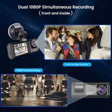 Nueva Cámara Delantera Dual para Automóvil de 2 Pulgadas y 1080P HD, Dashcam con Batería de Litio Integrada de 150mAh para Monitoreo Interno y Externo del Vehículo, Grabación en Bucle - Negro - Ver 7
