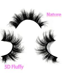 10对卡通风格仿貂毛猫眼假睫毛，自然浓密，旅行必备化妆工具 (MK06) 条状假睫毛，睫毛，假睫毛 - 黑色 - 查看 6