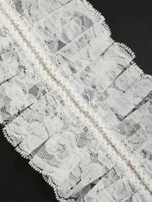 1pc Fashion Lace Flower Hollow Faux Crystal Detachable Collar, Versatile For Casual, Party, Banquet Matching - White - View 3