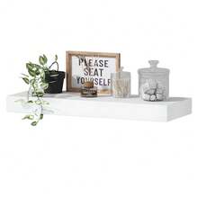 Minimalist Solid Wood One-Shelf Wall Mounted Rack, Living Room Dining Room Wall Storage Shelf, TV Wall Bookshelf - Multicolor - View 15