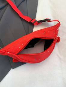 Nueva bolsa de cintura de nailon de unicolor, bolsa de pecho cruzada, bolso de mano con forma de dumpling de PU de moda para mujeres - Rojo - Ver 8