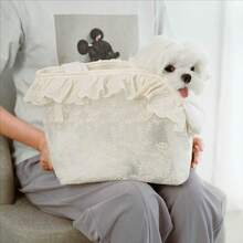 IUdog Fashionable Pet Carrier Bag, Portable Puppy/Kitten Tote Bag For Outdoor Use, Summer Breathable Pet Carrier Handbag, Shoulder Bag For Small Dogs, Lace Design - Beige - View 6