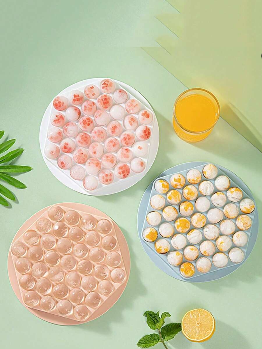 2 piezas Molde de cubitos de hielo con tablero de ajedrez redondo, molde para hacer bolas de hielo con tapa, herramienta para hacer hielo en casa - Multicolor - Ver 1