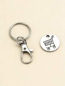 1/5/10 piezas Moneda de metal de carrito de compras de supermercado con logotipo, llavero creativo e interesante con cierre de langosta, regalos para madre, padre, graduación y maestro - Multicolor - Ver 6