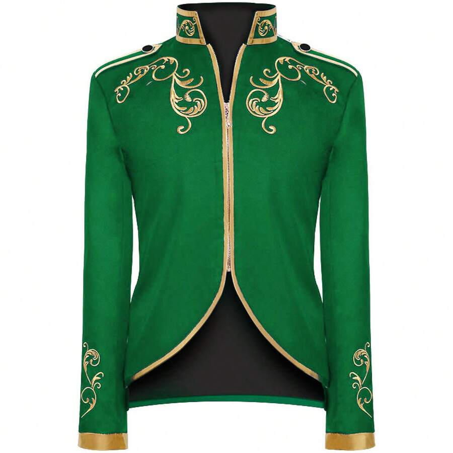 COS Medieval Style Coat For Men, For Spring And Autumn, Men's Stage Costume, Performance Outfit, Cosplay Costume - Royal Prince Suit - Green - View 1