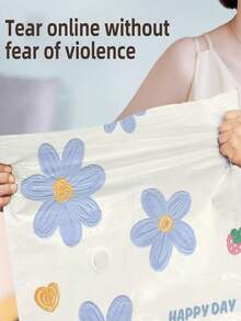 5pcs Vacuum Storage Bags, Plastic Rectangular Multi-Purpose Bags With Zipper Seal, Moisture-Proof, Suitable For Bedding, Pillows, Blankets, Clothes - Save 80% Space, No Electricity Required - Blue Flowers - View 8