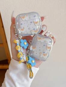 Cute Blue Kitten Style 4/3 Earphone Protective Case, Silicone Soft Cover With Chain Pendant Compatible With Apple Wireless Bluetooth 2 Pro - Baby Blue - View 4