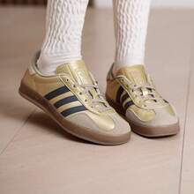 Adidas 三葉草女鞋新款GAZELLE德訓鞋運動休閒板鞋 - 綠色/褐色 - 查看 5