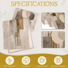 1pc Modern Geometric Color Block Table Runner, Distressed Linen Texture Luxury Dining Table Cloth, Suitable For Wabi-Sabi Style Living Room Decor - Champagne - View 7