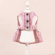 3件套/4件套：新款格子/条纹公主裙、蝴蝶结发箍、珍珠项链，适合春秋季的甜美宠物狗/猫公主裙，粉色宠物公主裙 - 彩色 - 查看 6