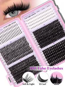 712/670/200 piezas Conjunto de pestañas postizas gruesas y con púas (incluidas las pestañas inferiores), longitud de 5-16 mm, efecto voluminoso de rizo D. Incluye tutorial de pestañas postizas segmentadas DIY adecuado para principiantes para crear un aspecto de pestañas densas y elásticas. - Rosa - Ver 6