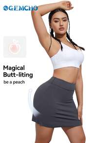 Women's Outdoor Daily Activity Built-In Shorts Sports Skirt, Solid Color - Grey - View 5