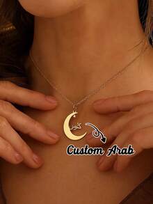 Personalized Arabic Name Necklace, Gold Arabic Script Jewelry, Eid Al-Fitr Personalized Islamic Gift, Mother's Day, Christmas Necklace, Wedding Anniversary Jewelry. - Multicolor-style 2 - View 2