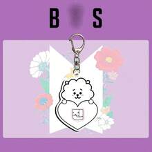 1件套BT21可爱心形亚克力钥匙扣，Koya RJ Shooky Cooky Tata Chimmy Mang包包挂饰，适合ARMY粉丝，耐用动漫周边，完美礼物 - 彩色 - 查看 5