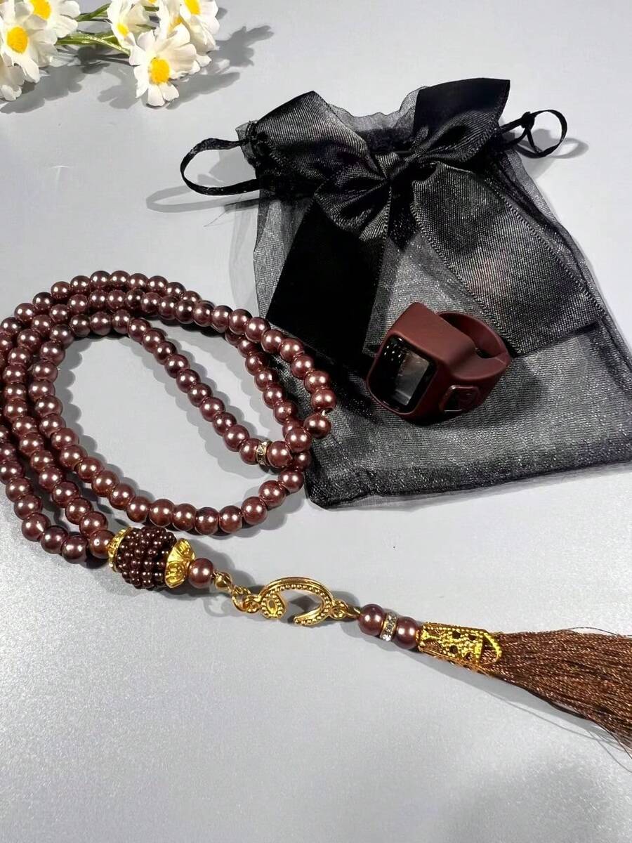 Muslim Prayer Beads Electronic Counter Ring, Clear Digital Display, Adjustable Finger Ring, Comfortable And Durable, Portable And Compact For Carrying - Multicolor - View 1