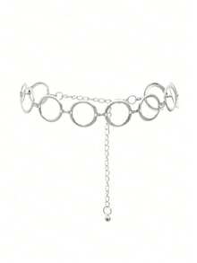 1 Pc Women's Versatile Circle Decorated Waist Chain, Elegant Fashion Waist Belt For Dress Fall, Autumn, Halloween OVTZ - E - 查看 4