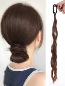 Long Wavy Synthetic Self-Winding Ponytail Hair Extensions With Elastic Rubber Band Braided Hair Bundle For Women Increase Hair - Multicolor - View 10