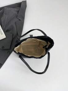 2026新款时尚水桶包，高品质简约多功能大容量单肩/腋下包，通勤必备，秋冬季 - 黑色 - 查看 4