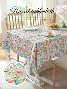 Mantel impermeable con estampado floral colorido y flecos decorativos, adecuado para la sala de estar, el comedor, fiestas, decoración del hogar, decoración de habitaciones, decoración de mesa y regalo festivo, disponible en varios tamaños, apto para todas las estaciones - Brote Verde - Ver 5