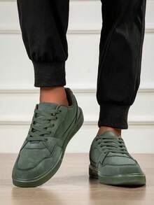 36-45码男女通用厚底系带休闲运动鞋，高品质时尚运动鞋，软底防滑耐磨滑板鞋，学生适用 - 綠色 - 查看 3