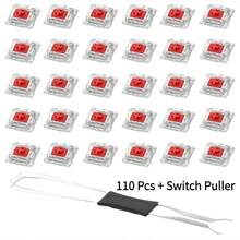 50pcs/100pcs Practical Blue/Black/Red/Brown Mechanical Keyboard Switches, Hot-Swappable Cross Axis Core - With Keycap Puller - Multicolor - View 21