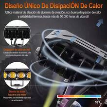 2 piezas faro de auxiliar 5 modos LED de iluminación de lupa Con luz estroboscópica con luz azul,diseño de cuatro luces, LED de motocicleta de automóvil - A - View 3