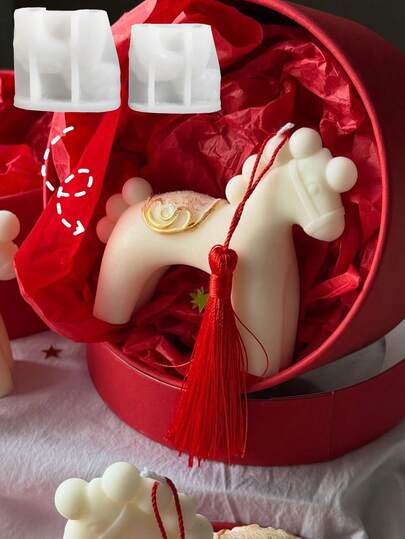 1个可爱小马硅胶模具，DIY创意大/小马蜡烛模具，家居装饰/礼品摆件环氧树脂模具，手工铸造模具，艺术装饰摆件石膏模具