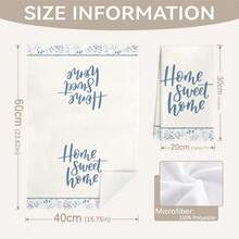 MEMNUN 2条水彩蓝橙叶“家，甜蜜的家”印花厨房毛巾，可作餐巾、手巾、抹布，尺寸为15.75*23.62英寸（40*60厘米），超柔软吸水超细纤维材质，现代厨房配件，可机洗，适用于餐厅、厨房、浴室，日常装饰和礼品，四季皆宜。 - 彩色 - 查看 4