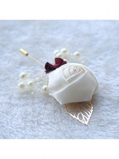 Bride's Simulated Corsage Brooch, Multi-Color, Delicate Gift