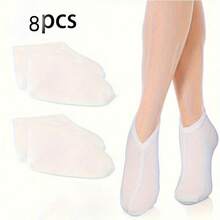 4双装保湿袜，夜间足部护理SPA袜，加湿滋养袜，男女通用美肤保湿袜，白色 - 白色 - 查看 14