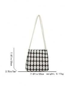 Fashionable Woven Plaid Shoulder Bag, Commuter Bag, Niche Underarm Bag - White - View 3
