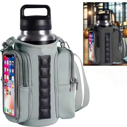 Unisex Magnetic Drink Holder Bag With Adjustable Strap, Magnetic Pouch For Water Bottle, Suitable For Travel, Work, Sports, Water Bottle Holder Gym Bag With Pocket